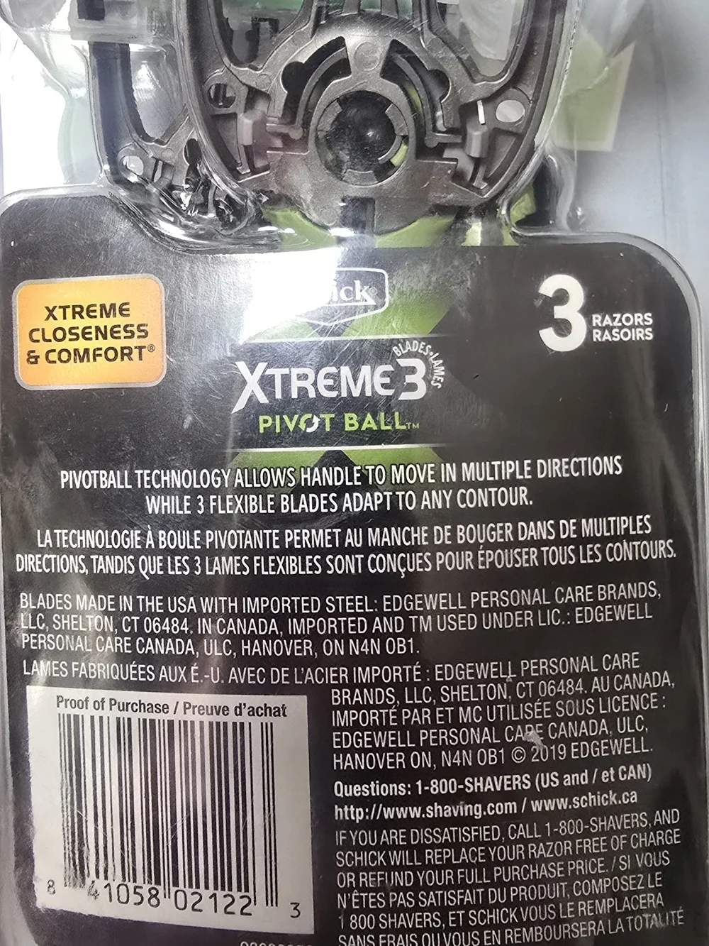 Schick Xtreme3 Pivot Ball Men's Razor Blades - Green